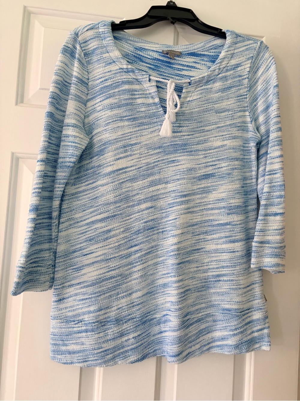 Talbots Blue and White Marled Tie-Neck Tunic